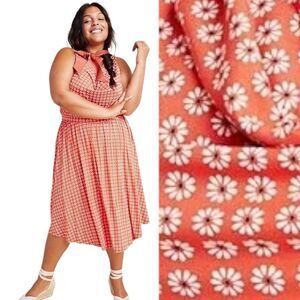 Anthropologie Maeve Brianne Tangerine Orange Daisy Cowl Neck Dress. Xl